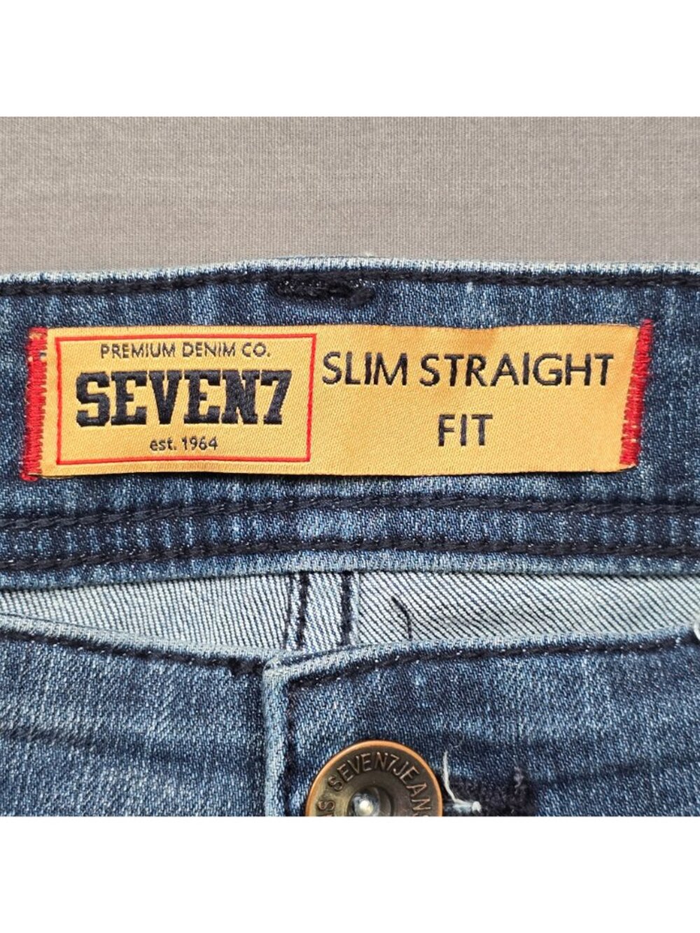 Seven7 W34 L34 Mens Slim Straight Jeans Distressed Blue Denim Casual Wear - Picture 2 of 7